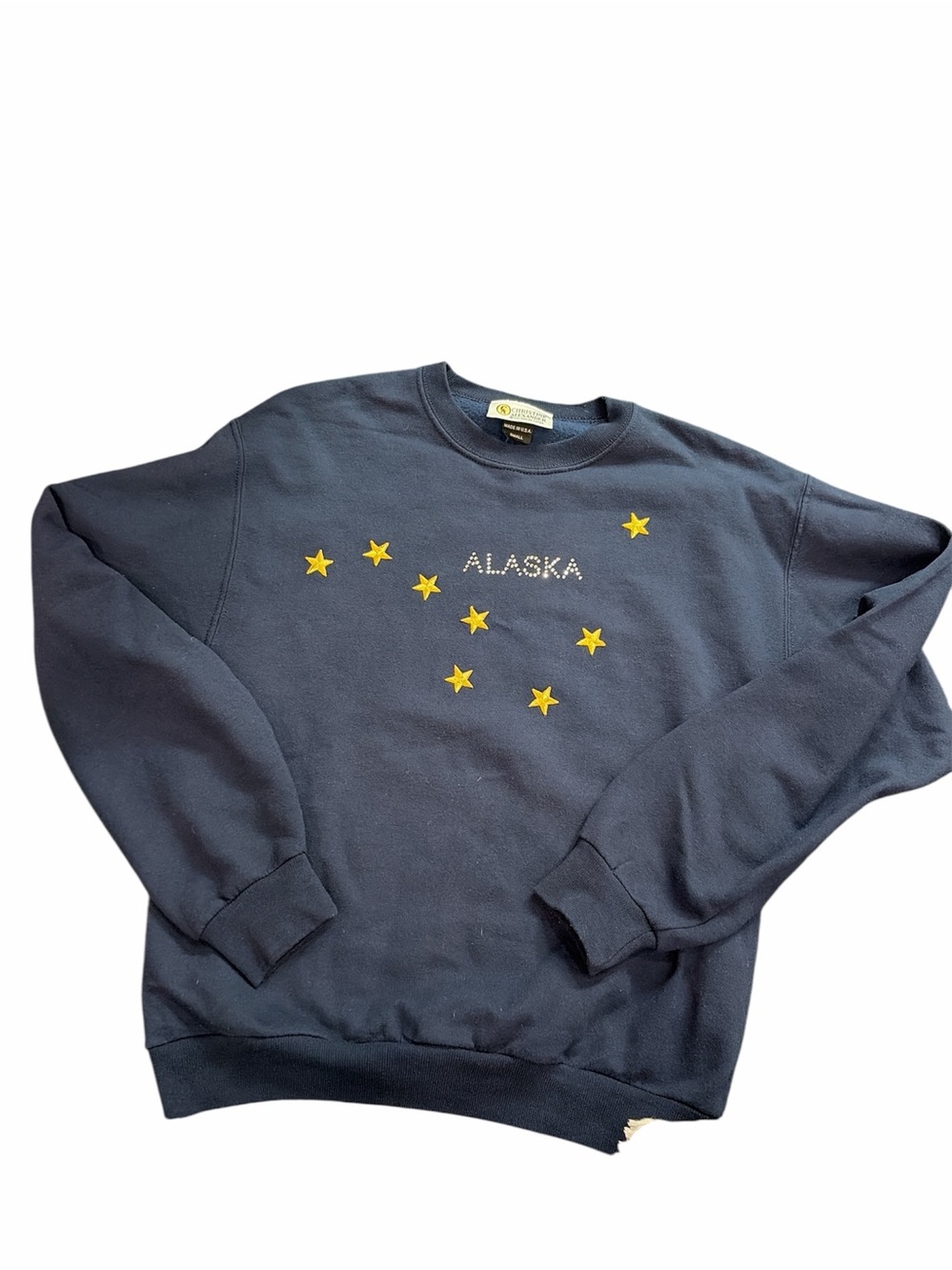 Alaska Rhinestones and Star Navy Crewneck Sweatshirt